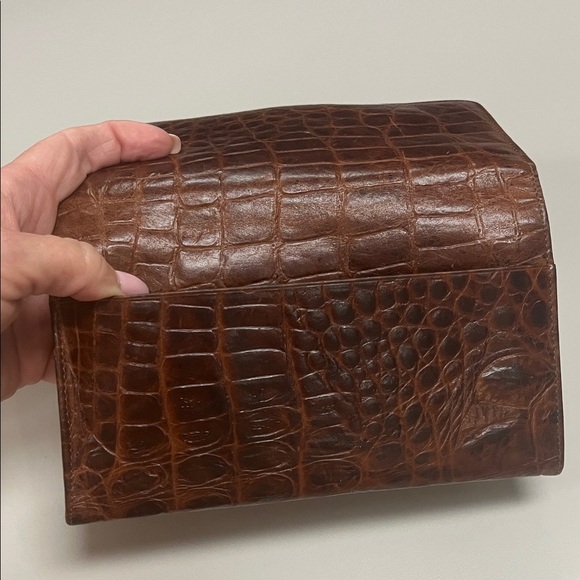 Samsonite Full Grain Stamped Brown Crocodile Wallet & checkbook - Picture 10 of 16